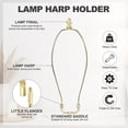 thumbnail image 3 of Uxcell 2 Set 11.5"  Lamp Shade Harp Holder, Heavy Duty Detachable Lampshade Brackets with 1.38" Height Solid Metal Finial Shade Holder for Table and Floor Lamps, Gold, 3 of 7