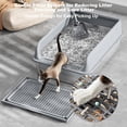 thumbnail image 3 of OUYAWEI 30L Deep Stainless Steel Cat Litter Box with Lid, Large Litter Box for Big Cats Non-Stick Stainless Steel Cat Boxes with Double Layer Litter Mat and Scoop, Easy to Clean,Gray, 3 of 5
