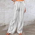 thumbnail image 6 of Women's Pajama Bottoms, Audhol Women Drawstring Stripe Wide Leg Trousers Casual Loose Pants with Pockets Large Lounge Pants Women Grey M, 6 of 6