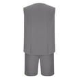 thumbnail image 3 of qolati Mens Linen Sets 2 Piece Outfits Beach Button Down Sleeveless Tank Tops Shorts Matching Set Hippies Wedding Activewear Sets, 3 of 4