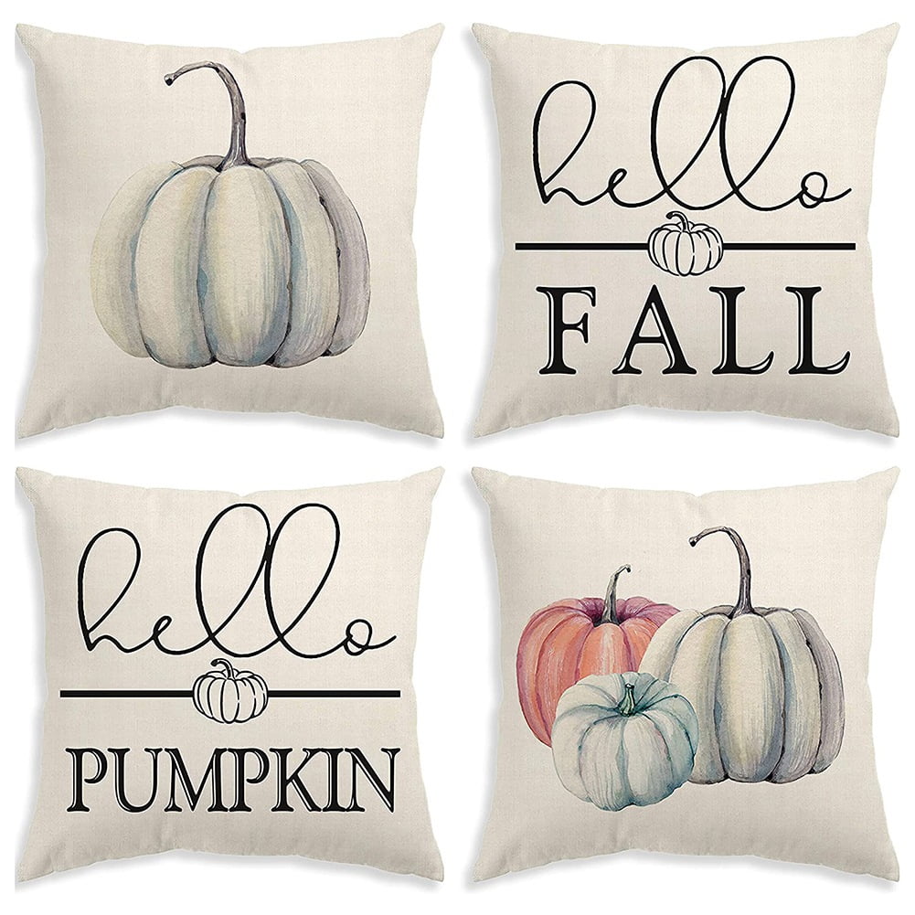 Growment Fall Pillow Covers 18X18 Set of 4 for Autumn Decoration Fall Decor Pumpkin Fall Pillows Decorative Throw Pillows