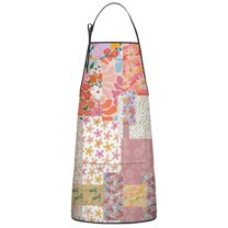 Pioneer Flower Floral Print Pattern Apron-Garden Aprons for Women with Pockets-Cotton Linen Waterproof Kitchen Cooking Gardening Aprons Adjustable for Kitchen,Cooking,BBQ and Salon 33x27 Inch