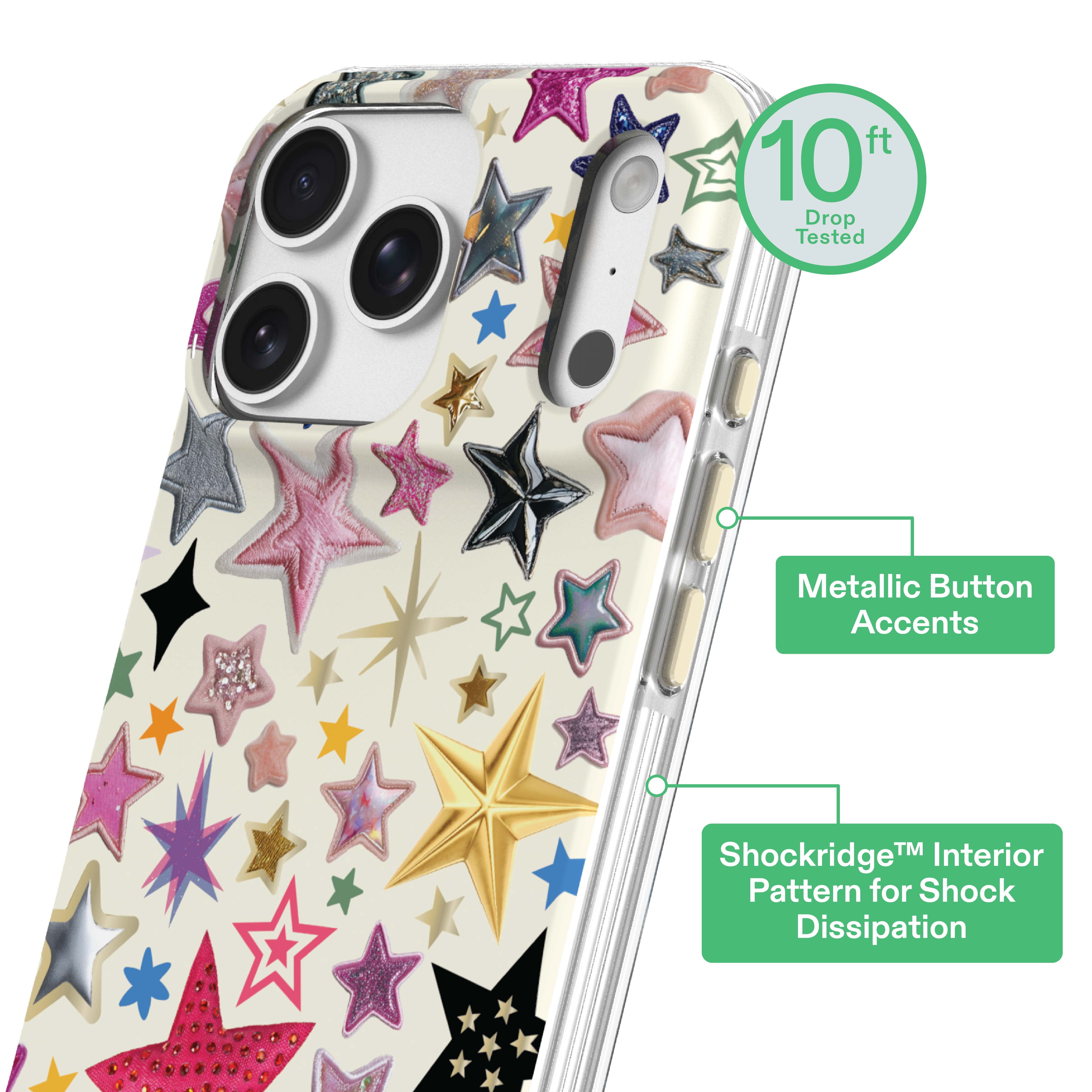 onn Phone Case for iPhone 18 Pro / 17 Pro, MagSafe Compatible - Multicolor Stars