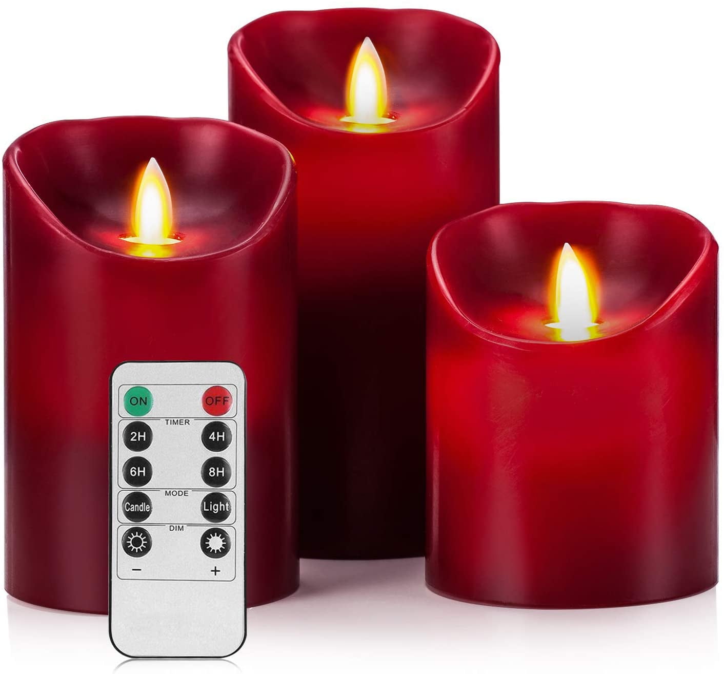 Flameless LED 4/5/6Inch Dripless Wax Pillar Candles Real Wax & Real