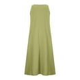 thumbnail image 5 of Fashion Ladies Long Dresses V-Neck Trendy Clothes 2026 Sleeveless Cotton And Linen Solid Color With Pocket Plus Size S-2XL, 5 of 5