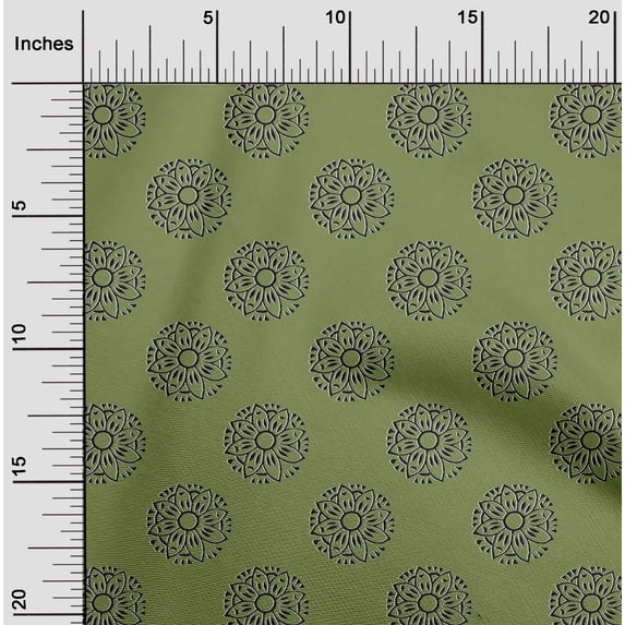 oneOone Cotton Cambric Fabric Floral Block Printed Craft Fabric BTY 56 Inch Wide