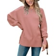 thumbnail image 2 of MOSHU Crewneck Sweaters for Women Drop Shoulder Long Sleeve Tops Side Slit Oversized Pullover Sweaters, 2 of 9
