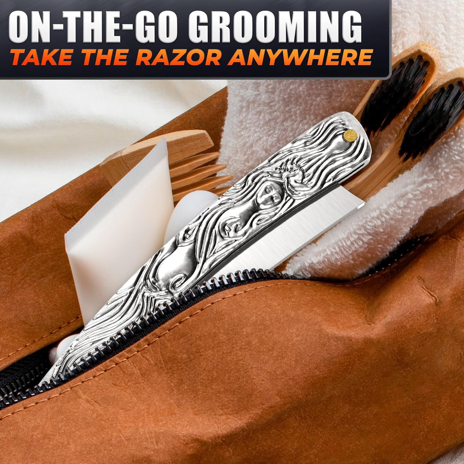 11.4" Retro Classic Barber Straight Razor for Men  Pre-Sharpened Carbon Steel Blade - Rust-Resistant Ergonomic Handle