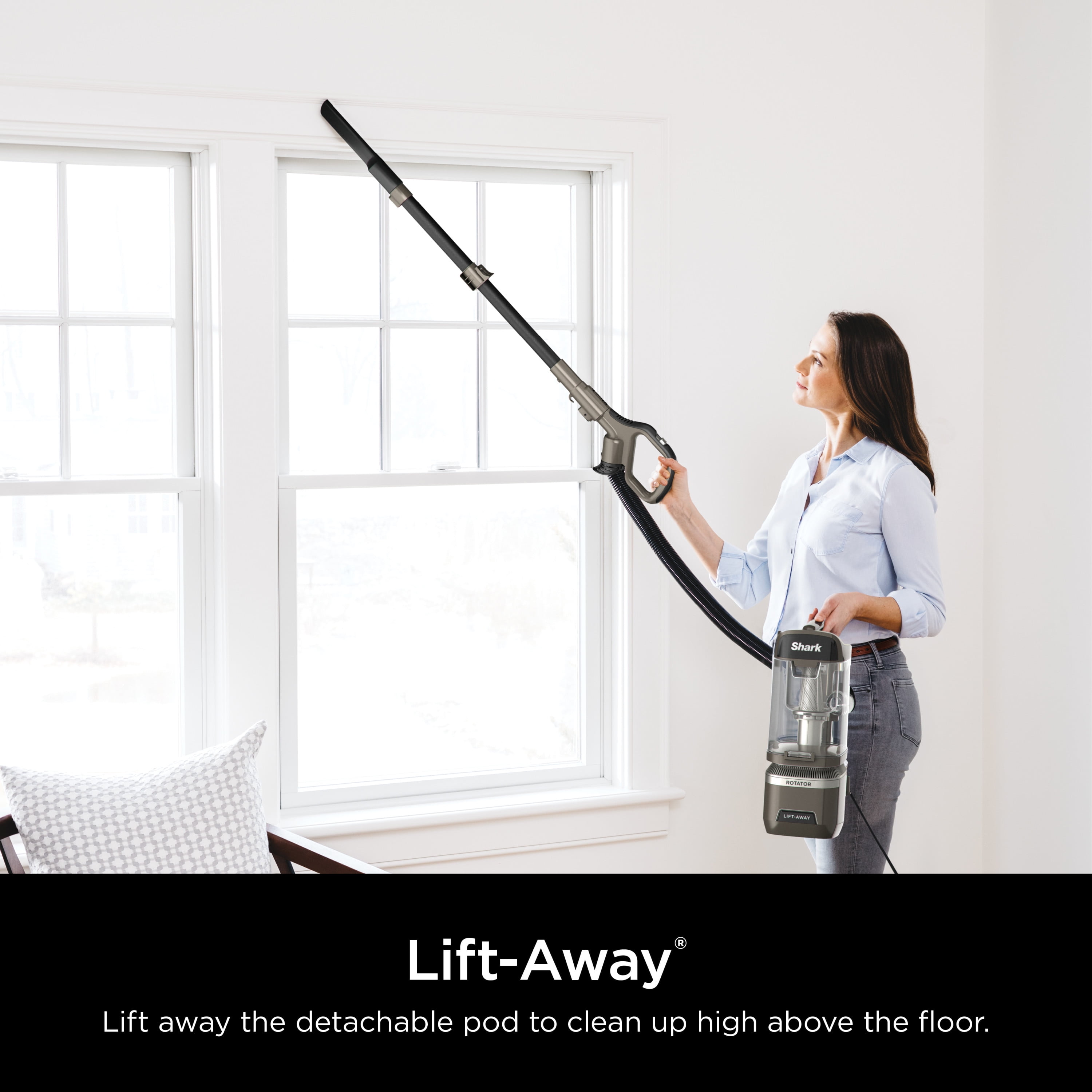 Shark Rotator Lift-Away ADV Upright Vacuum, Pet Friendly, DuoClean PowerFins Self-Cleaning Brushroll, LA500WM Gray