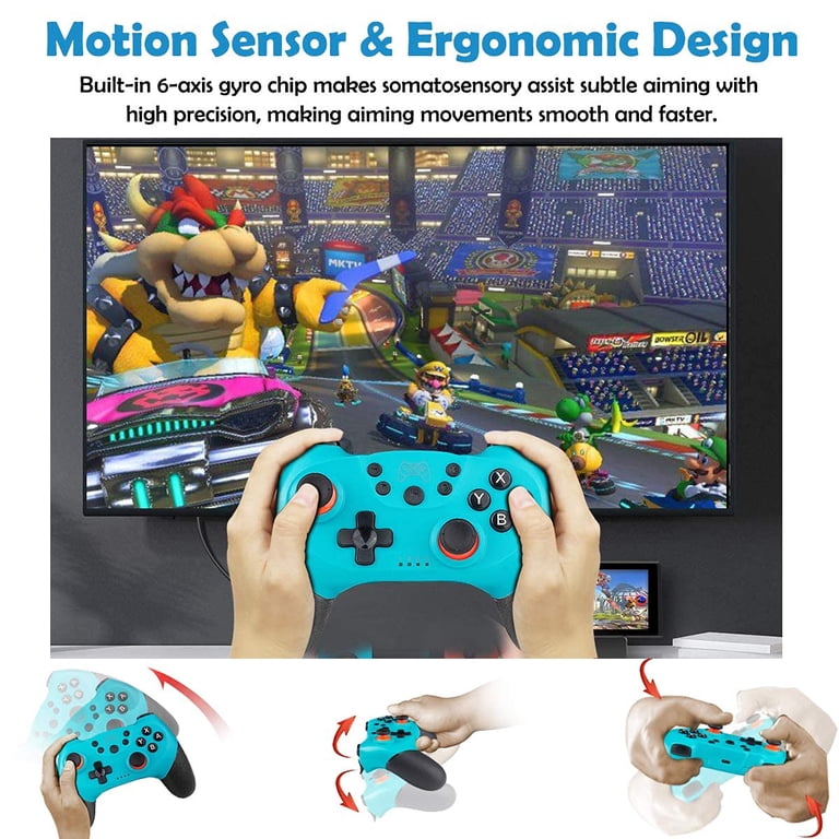 PowerLead Wireless for Switch Pro Controller Gamepad Joystick for Nintendo Switch Console, with six-axis gyroscope and vibration function, support Turbo (with detailed instructions