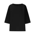 thumbnail image 4 of Viluyesy Round Neck T-Shirt for Womens 3/4 Sleeves Shirt Tops Loose Blouse Black Size S, 4 of 4