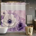thumbnail image 5 of Spring Flowers No Hooks Shower Curtain with Snap-in Liner Watercolor Purple White Rose Daisy Floral Leaf Purple Background Shower Curtains for Bathroom, Waterproof, Easy Install, Washable 66"x72", 5 of 9