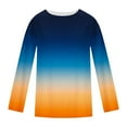 thumbnail image 5 of YUGYXL Long Sleeve Gradient Tunic Tops for Women Trendy Loose Crew Neck Blouse Fall Winter Casual Basic Tee Shirts Navy S, 5 of 5