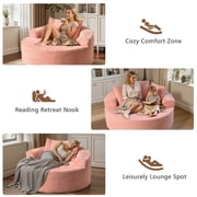 Ovios 58 Oversized Lounge Chair Round Cloud Deep Seat Accent Chair Plush Corduroy Boneless Sofa Chair for Living Room, Pink