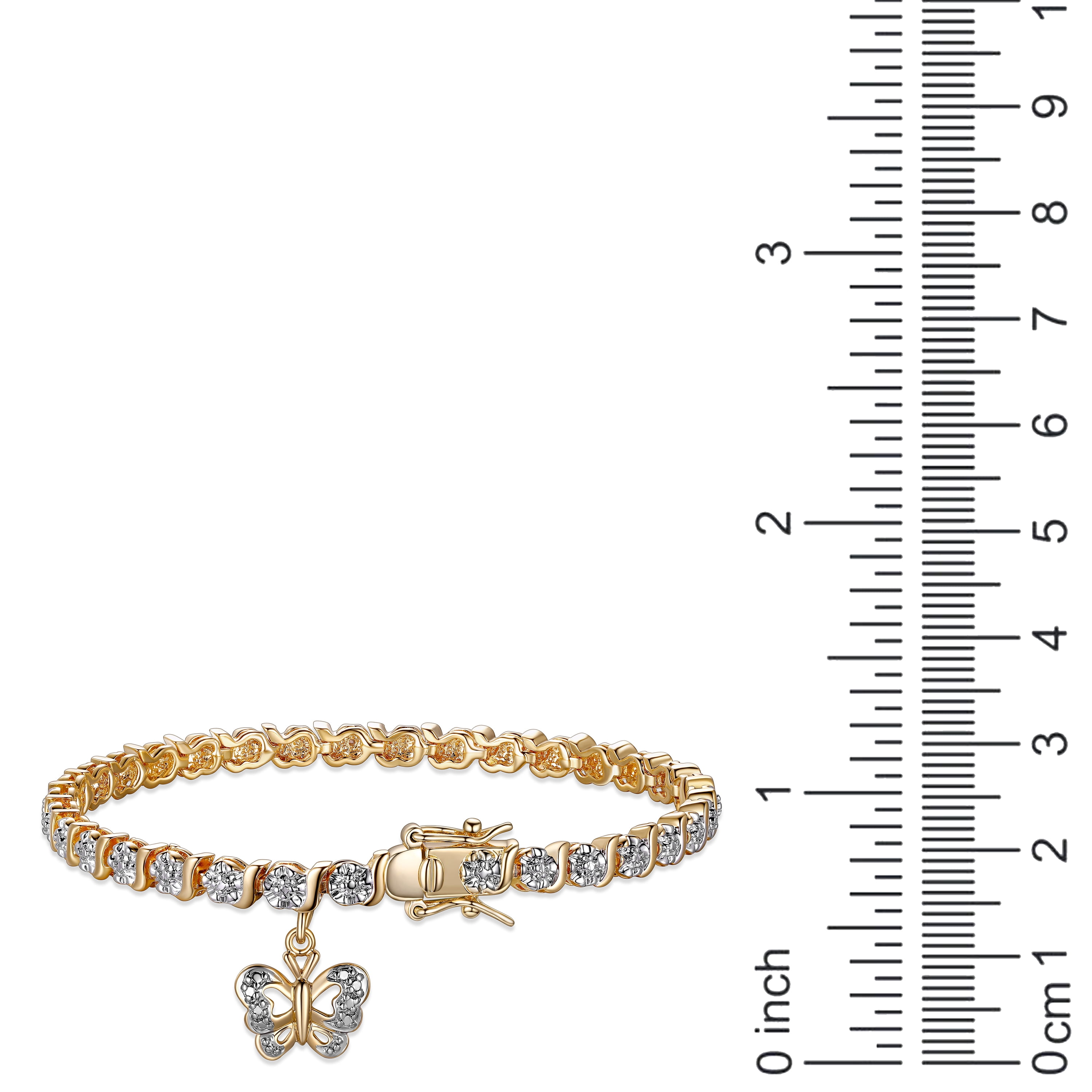 Morgan & Paige 18K Yellow Gold Plated Diamond Accent Butterfly Charm Tennis Bracelet, 7.25"