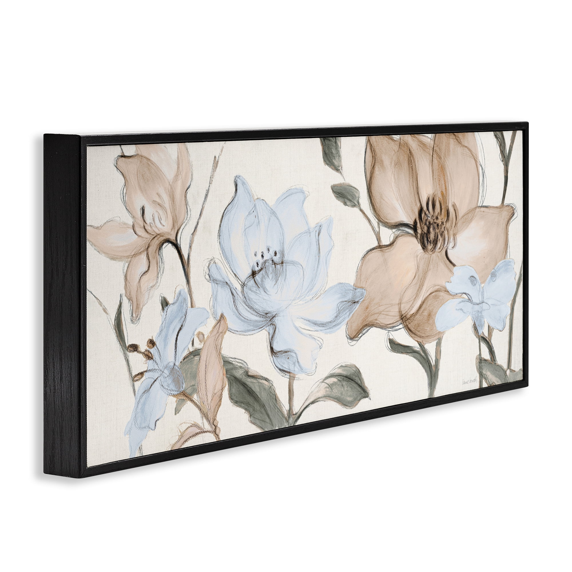 Stupell Industries Soft Whispering Florals Black Framed Giclee Art, design by Lanie Loreth