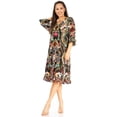 thumbnail image 5 of Sakkas Ozana Women's Midi Cocktail V Neck Dress 3/4 Sleeve Casual Floral Print - 565-Black - S/M, 5 of 5