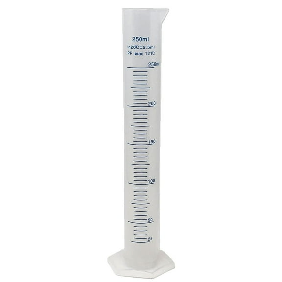250ml Graduated Cylinder, Polypropylene, Printed Graduations, Karter Scientific 251P4 (Single)