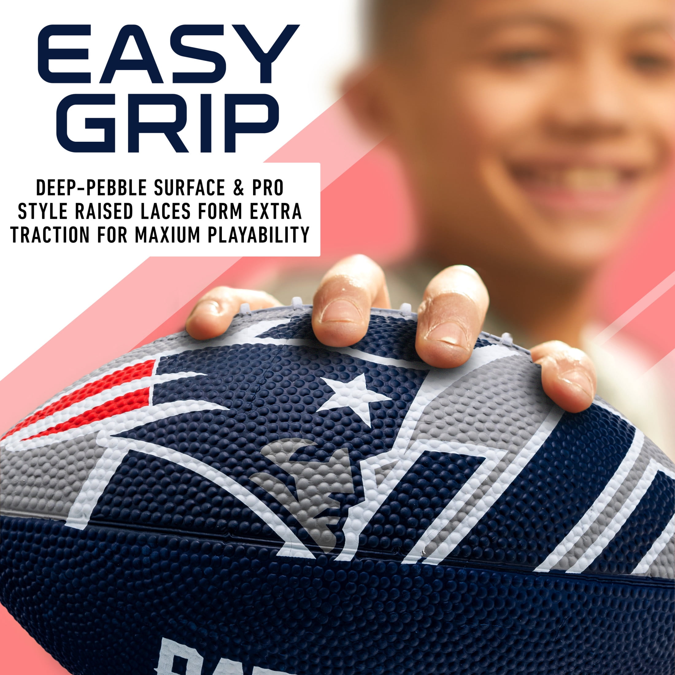 Franklin Sports NFL New England Patriots Football - Youth Football -  Mini 8.5" Rubber Football - Perfect for Kids - Team Logos and Colors!