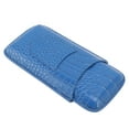 thumbnail image 3 of Estuche de viaje de cuero de primera calidad para senderismo, estuche para puros de 3 dedos, de color azul oscuro esmerilado, 3 of 8