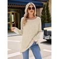 thumbnail image 3 of Womens Y2K Split Side Knit Sweater Crewneck Long Sleeve Pullover Solid Knit Side Slit Blouse Tunics  XXL, 3 of 8