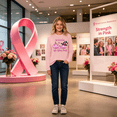 thumbnail image 5 of Yourumao Breast Cancer Shirts for Women Pink Ribbon 3/4 Sleeve Tops Crewneck Plus Size In October We Wear Pink Shirt for Breast Cancer Survivor, 5 of 7