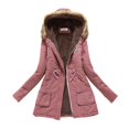 thumbnail image 3 of Vedolay Women Coats Plus Size 2023 Warm Plush Button Lapels Jacket Outwear Coat Dark Pink,XL, 3 of 3