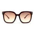 thumbnail image 2 of Womens Oversized Horn Rim Chain Arm Rectangle Designer Fashion Luxury Sunglasses Burgundy - Brown Orange, 2 of 4