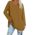 thumbnail image 1 of Breezora Tunique à Col Rond Surdimensionnée pour Femmes Chemise à Manches Longues Rayée Douce Coupe Ample Blouse Décontractée Confort Quotidien 2026 Taille P Jaune, 1 of 5
