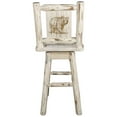 thumbnail image 2 of Montana Collection Counter Height Barstool w/ Back & Swivel w/ Laser Engraved Bear Design, Clear Lacquer Finish, 2 of 4