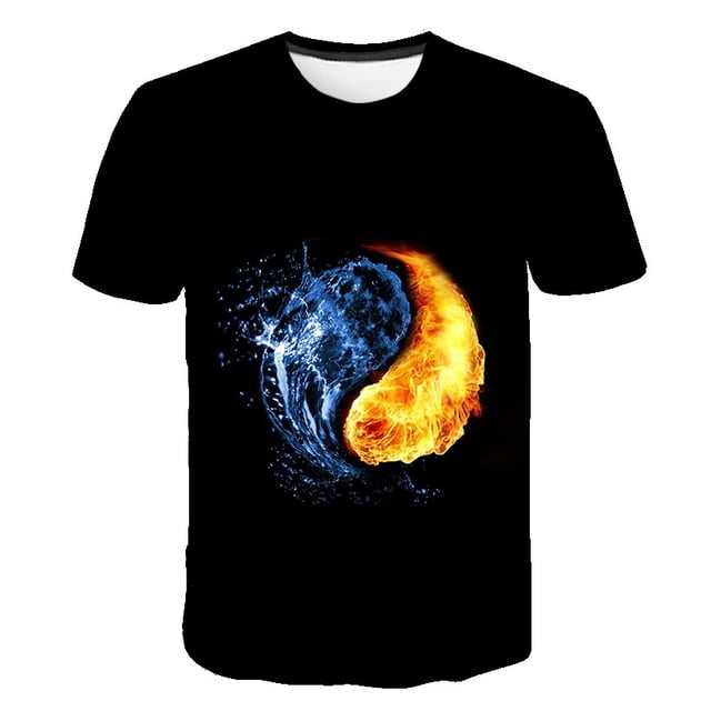 Flame 2023 nuevas camisetas de moda ropa de verano ropa informal de dibujos animados para niños camisetas de manga corta con cuello redondo 1-14 años Old14T Gao Jinjia LED