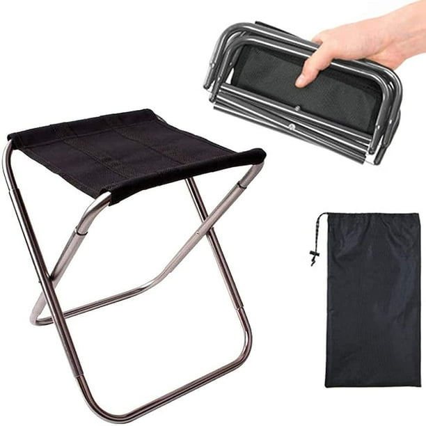 ShenMo 1pcs Silver Camping Folding Stools Portable Small Folding Stool Ultra Light Foldable Chair Small Aluminum Camping Chair for Travel Hiking