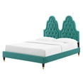 thumbnail image 1 of Tufted Platform Bed Frame, Twin Size, Velvet, Teal Blue, Modern Contemporary Urban Design, Bedroom Master Guest Suite, 1 of 10