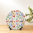 thumbnail image 6 of Picia Hello Summer2 Pattern Bone China Decorative Plate – Wall Decor with Stand and Adhesive, Elegant Ornament for Living Room, Office, or Entryway-8in, 6 of 6