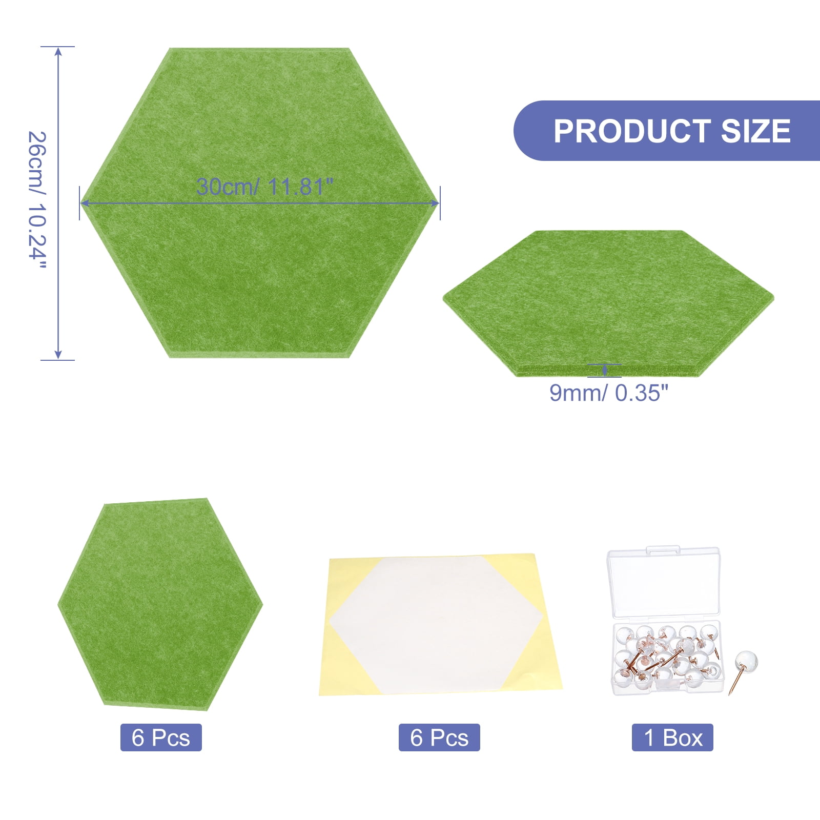 Hexagon Acoustic Panels B1 Fireproof Soundproof Foam Panels with 30 Push Pins(Army Green)