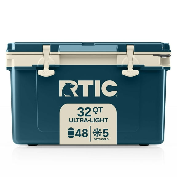 RTIC 32 QT Hard-Sided Ice Chest Cooler, Ultra-Light, Fits 48 Cans, Marine/Canvas