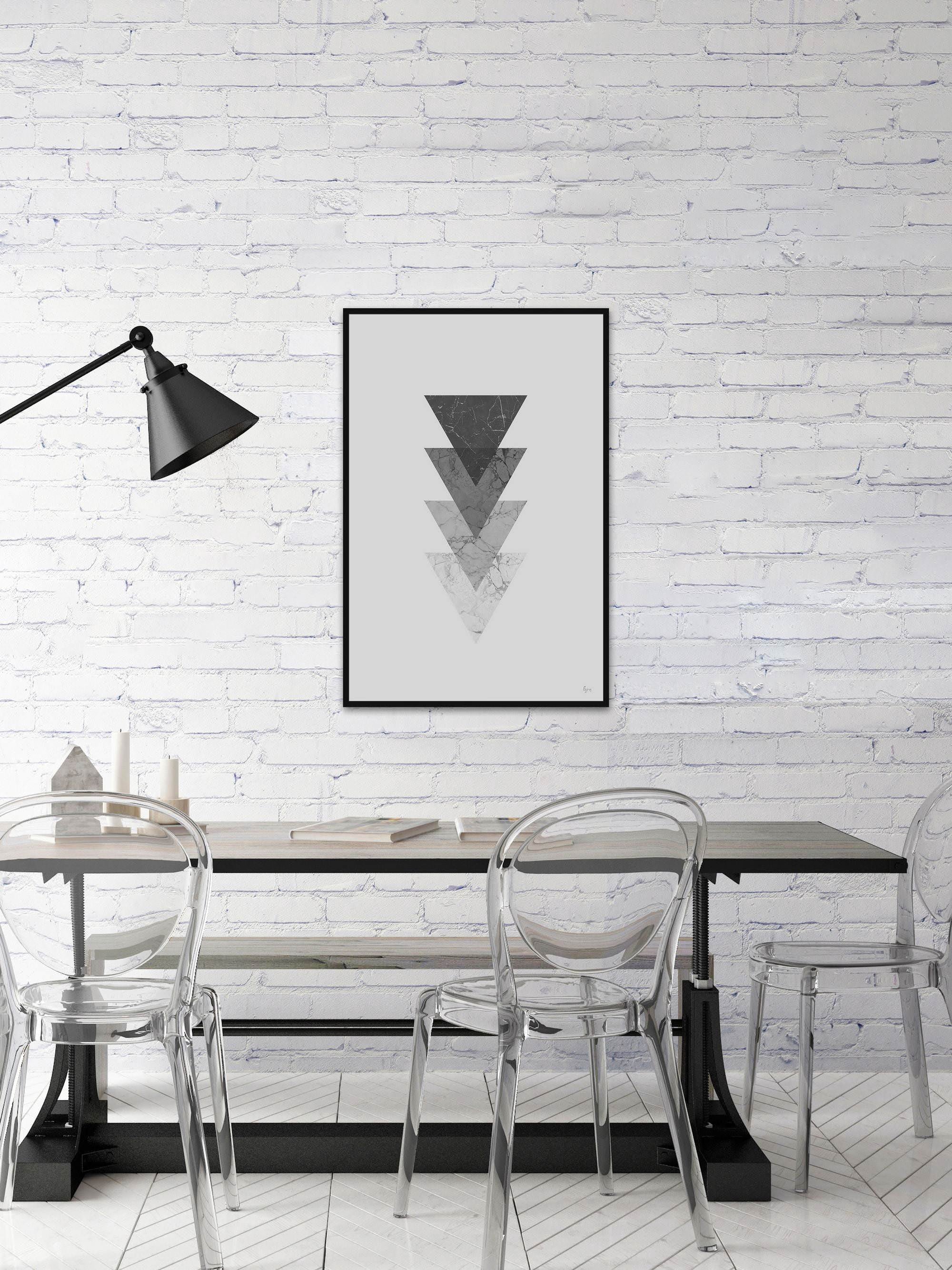 Marble Triangles Floater Framed Painting Print on Canvas