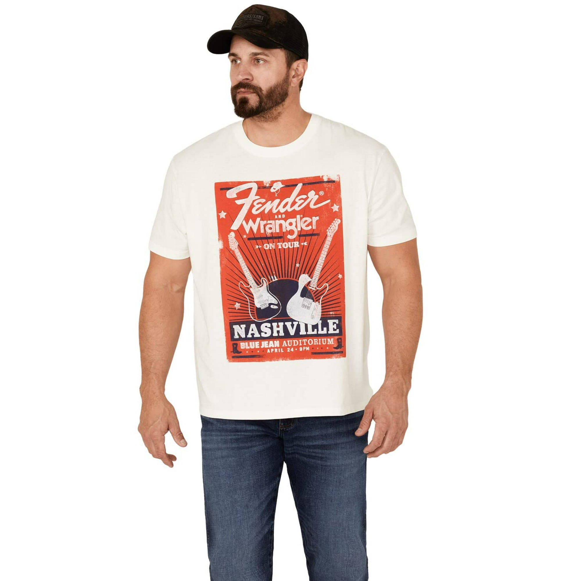 Wrangler Men's Fender On Tour Nashville Vintage Graphic T-Shirt White Large  | Walmart Canada