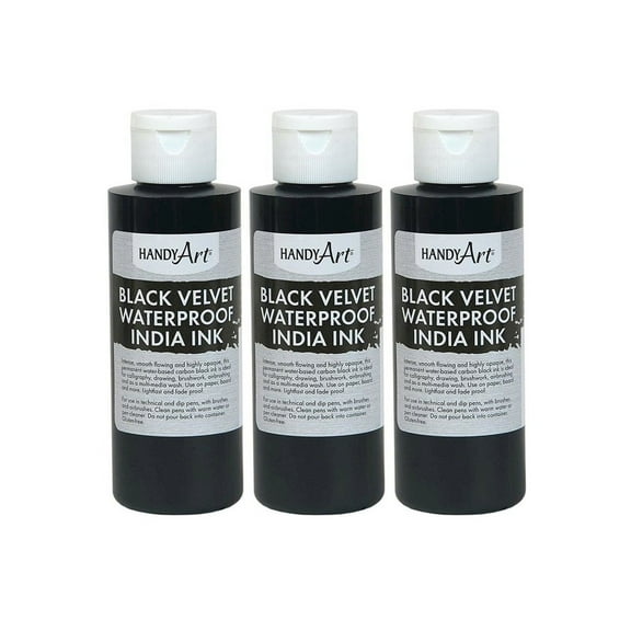 Handy Art Black Velvet India Ink, 4. oz, Pack of 3