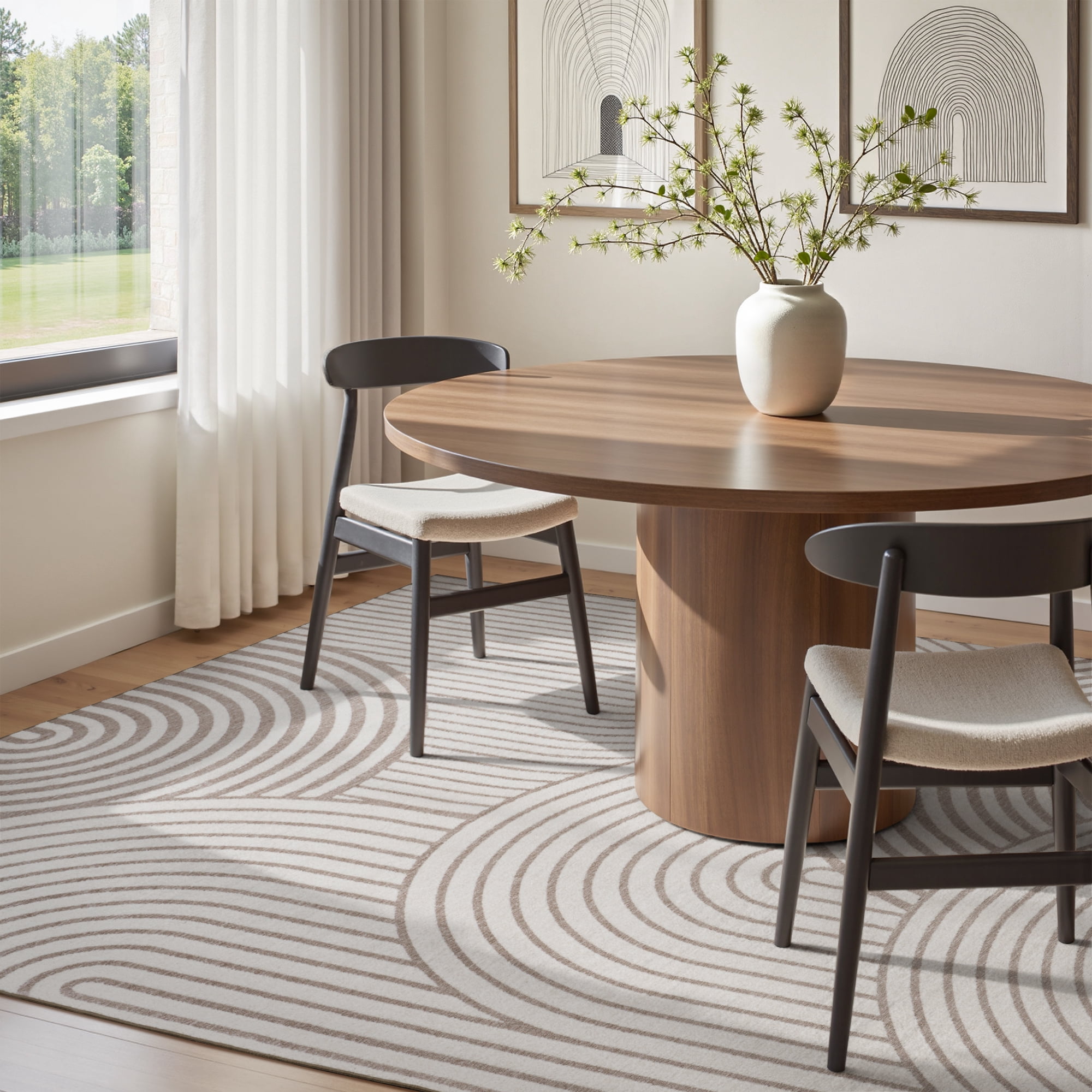 SIXHOME 6'x9' Rugs for Living Room Washable Bedroom Rug Jacquard Textured Boho Beige Area Rug Modern Geometric Soft Neutral Carpet Non Slip Indoor Rugs for Dining Room Home Office
