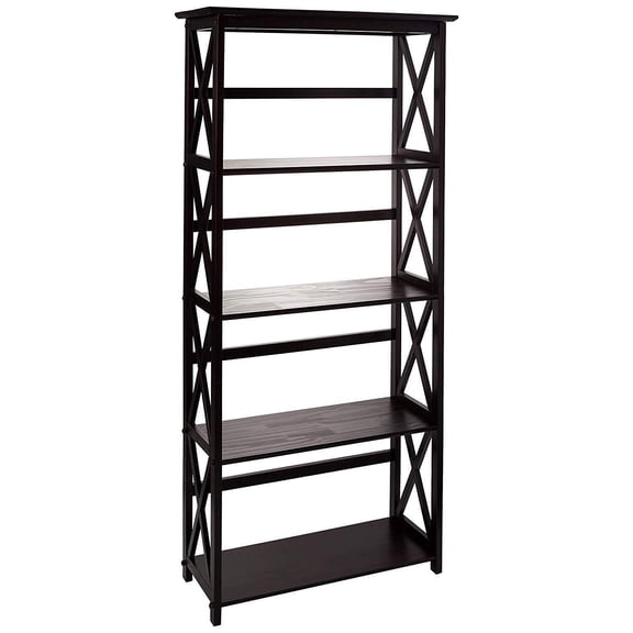 Antique Appeal Shelf Bookcase with Solid Wood Frame and Decorative X-Side Design, Versatile Standing Unit for Storage and Display in Living Rooms, Offices, and Entryways