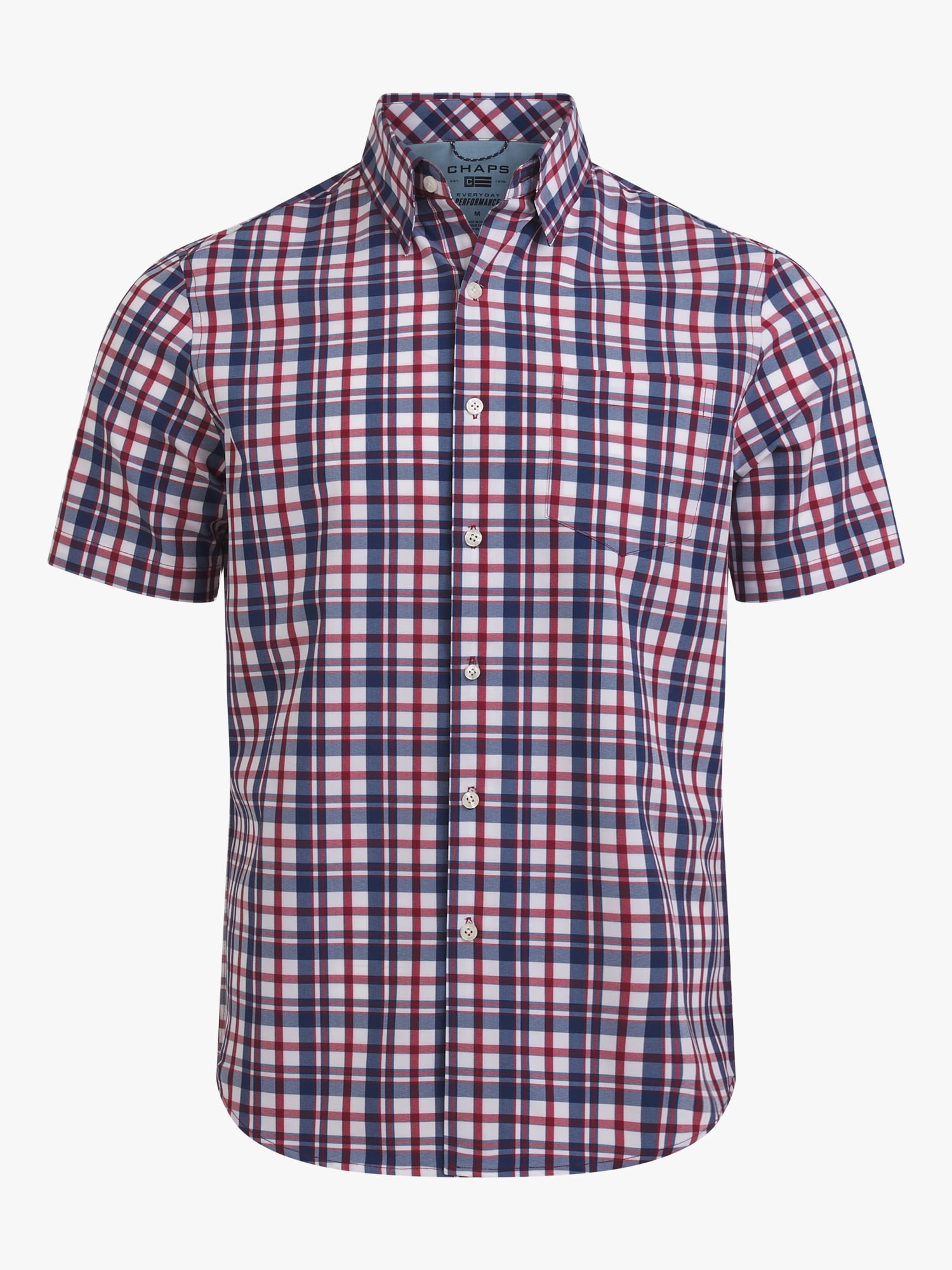 Chaps Men's and Big Men's Short Sleeve Everyday Performance Woven Shirt, Sizes S-3XL