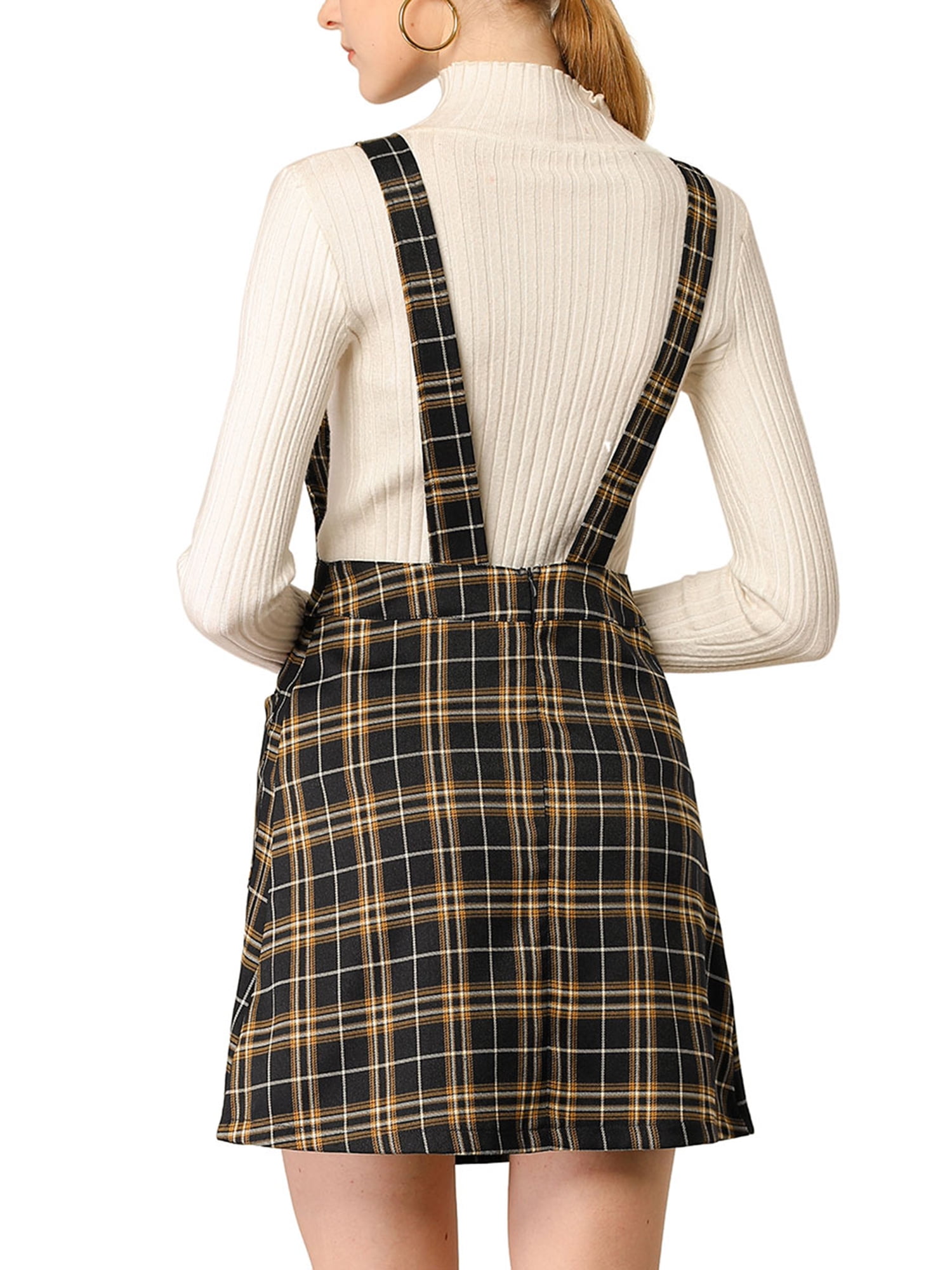 DARING DIVA Christmas Plaids Adjustable Strap Suspender Above Knee Dress XL Black-Brown