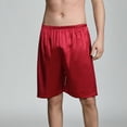 thumbnail image 5 of TEAJOPSUU Summer Plus Size Pajama Shorts for Men Lightweight Ice Silk Sleep Shorts 5 Inch Elastic Waist Solid Color Pajama Bottoms Red, 5 of 8