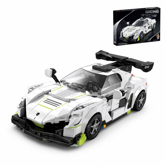 Technic Sports Car Building Block Set, 320 PCS White Plastic Race Car Model, Mini Building Blocks, Part of Building Block Sets for Adults and Building Kits for Adults
