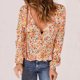 thumbnail image 4 of Tops estampados de manga larga de ocio con cuello en V de verano a la moda para mujer Fridja  czfsfas6784, 4 of 6
