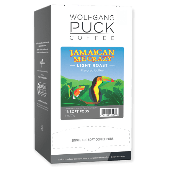 Wolfgang Puck Coffee Soft Pods, Jamaican Me Crazy, 18 count (Pack of 1)