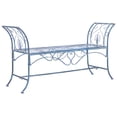 thumbnail image 4 of SAFAVIEH Adina Outdoor Patio Wrought Iron Garden Bench, Antique Blue, 4 of 8