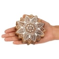 thumbnail image 4 of IBA Indianbeautifulart Textile Printing Block Floral Mandala Hand Carved Wooden Stamp Wood Block Printing Textile Stamp For Fabric /Pottery Blocks- 5 Inches, 4 of 6