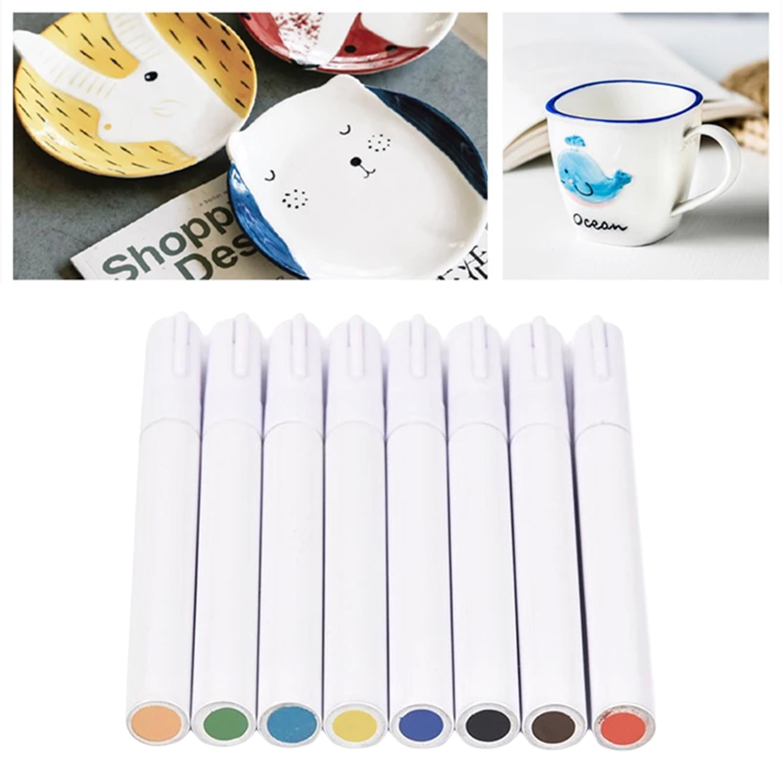 Tnarru Ceramic Markers Porcelain Paint Fine Tip Assorted Color For Glazed Writing Painting Decoration Markers For Ceramic Mugs Glass Porcelain Multic